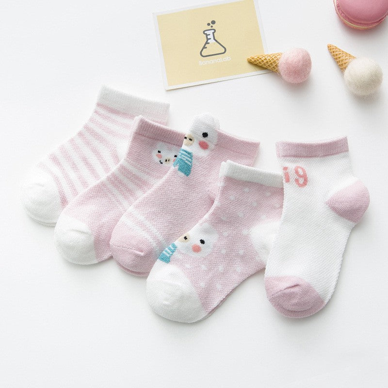 5Pairs/lot 0-3Y  Unisex Baby Socks for Boys Girls Cotton Mesh