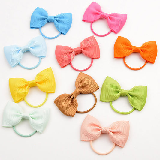 Small Mini Solid Baby Elastic Bow Tie For Girls