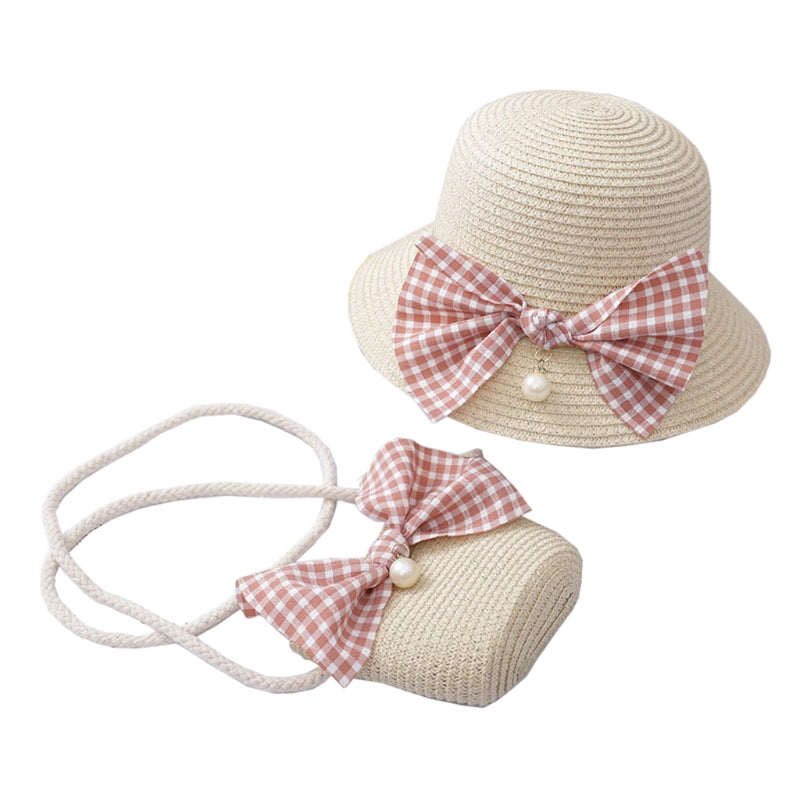 Baby Summer Straw Bowknot Beach Sun Protection Hats