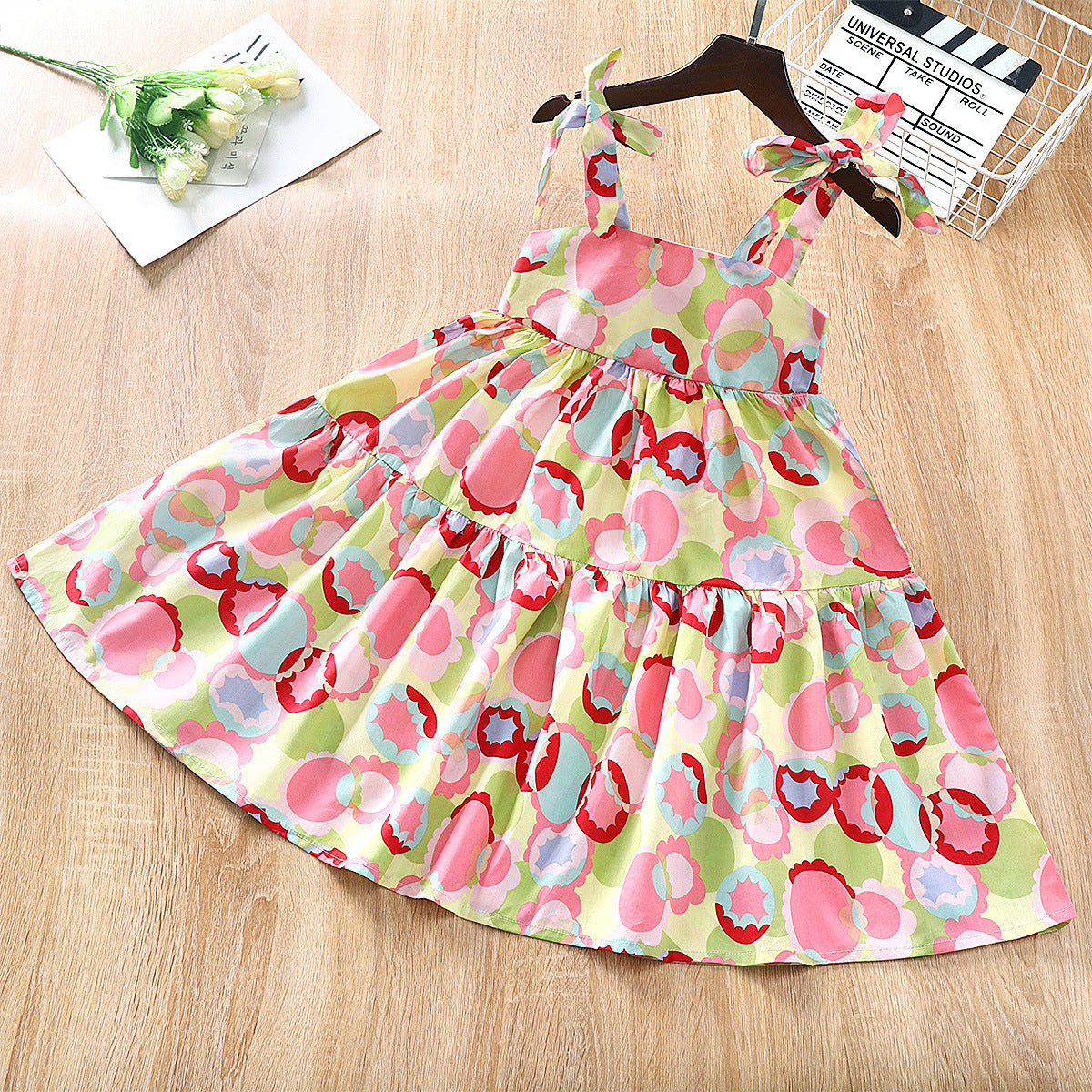 Girls' Sleeveless Sling Summer Floral Dress