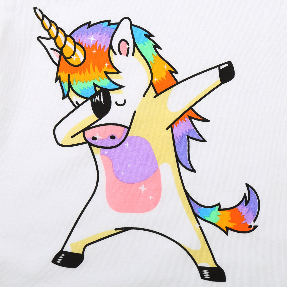 Summer Girls Cartoon Unicorn White T-shirts for 2 to 8 Years Kids