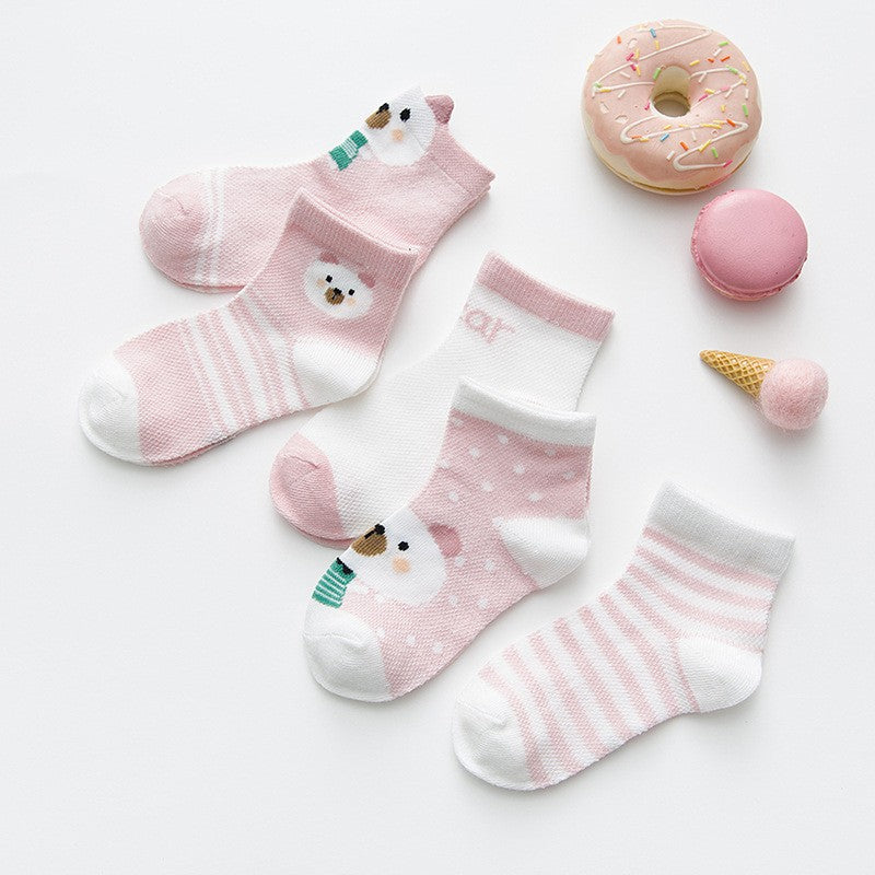 5Pairs/lot 0-3Y  Unisex Baby Socks for Boys Girls Cotton Mesh