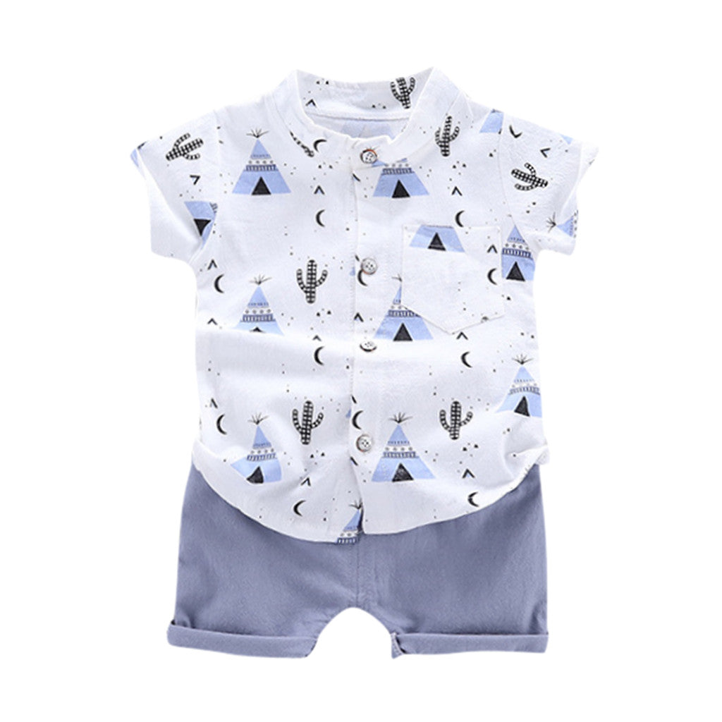 Toddler Boys Baby Cartoon fashion Print Tops+Shorts Outfit Set