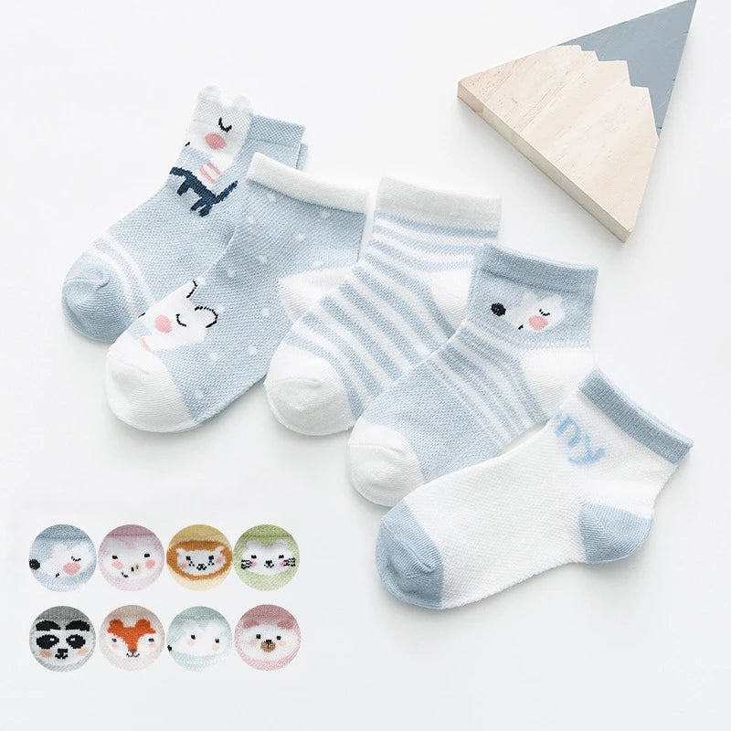 5Pairs/lot 0-3Y  Unisex Baby Socks for Boys Girls Cotton Mesh