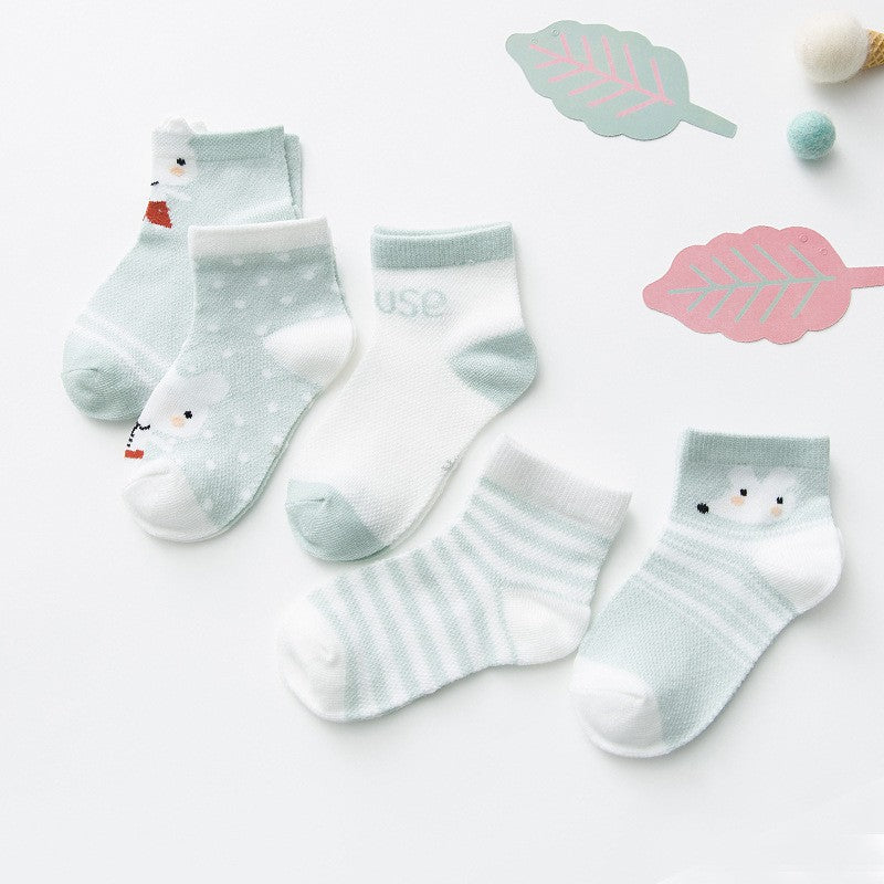 5Pairs/lot 0-3Y  Unisex Baby Socks for Boys Girls Cotton Mesh