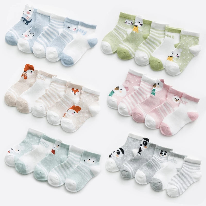 5Pairs/lot 0-3Y  Unisex Baby Socks for Boys Girls Cotton Mesh