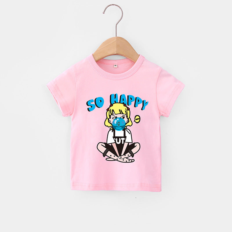 Summer baby girl cartoon Short Sleeves T-shirt