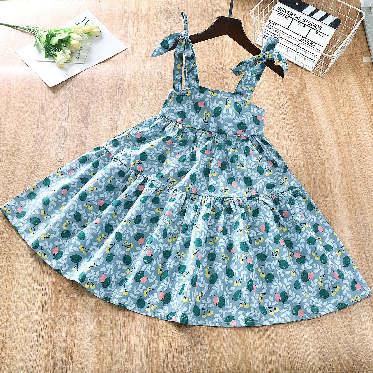 Girls' Sleeveless Sling Summer Floral Dress