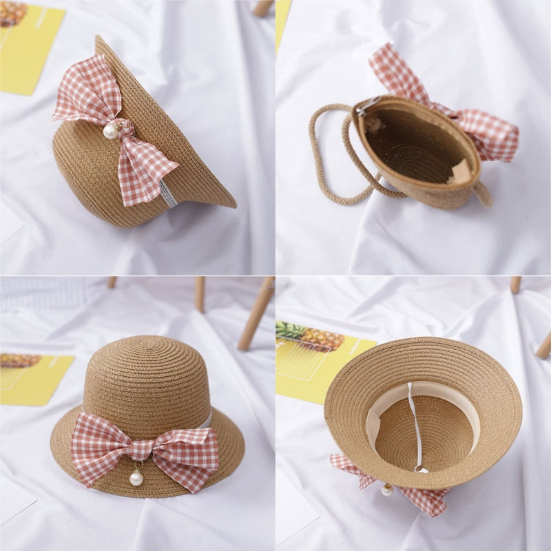 Baby Summer Straw Bowknot Beach Sun Protection Hats