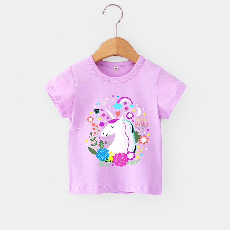 Baby Girls Toddler Girls Cartoon Flower Rainbow Bird Print Shirt Anime  Design Short Sleeve Shirt For Spring And Summer Sports - Kids' Fashion -  Temu Belgium