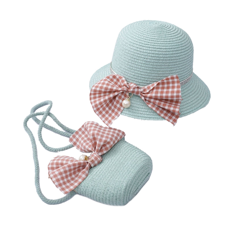 Baby Summer Straw Bowknot Beach Sun Protection Hats