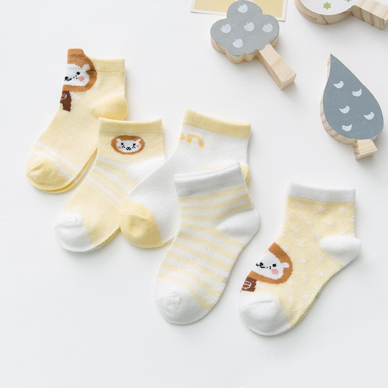 5Pairs/lot 0-3Y  Unisex Baby Socks for Boys Girls Cotton Mesh