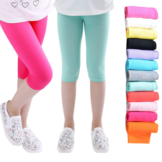 Candy Color Calf-Length Leggings Kids Trousers 3-8 Yrs