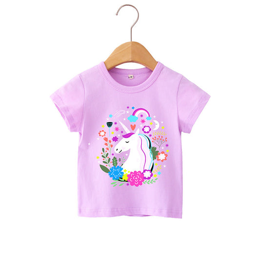 Summer baby girl cartoon Short Sleeves T-shirt